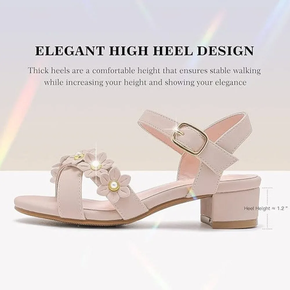 Laurmosa Girls Size 4 Pinky Tan Open Toe 1
